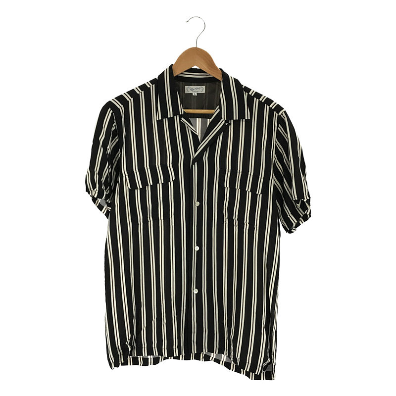 Club Open Shirts レーヨン ストライプ オープンカラーシャツ