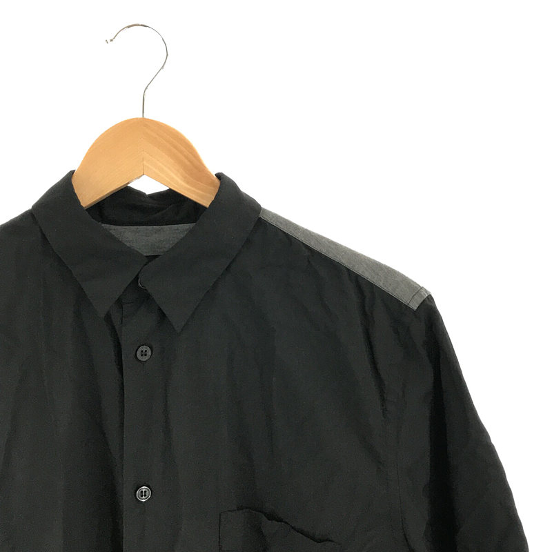 BLACK COMME des GARCONS / ブラックコムデギャルソン ポリエステル縮絨 ヨーク切替 半袖シャツ