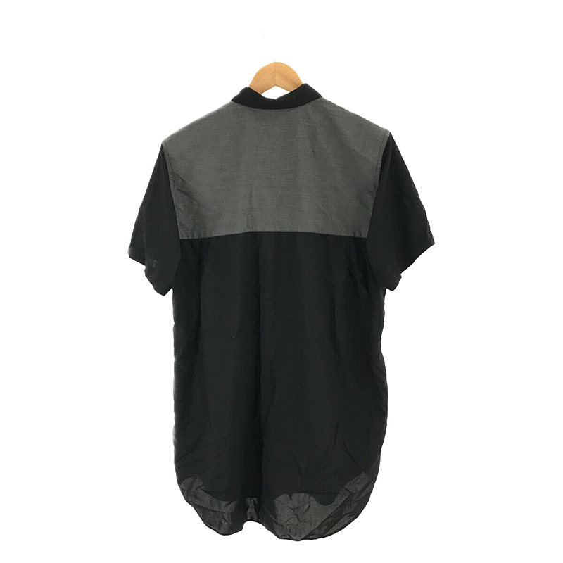 BLACK COMME des GARCONS / ブラックコムデギャルソン ポリエステル縮絨 ヨーク切替 半袖シャツ