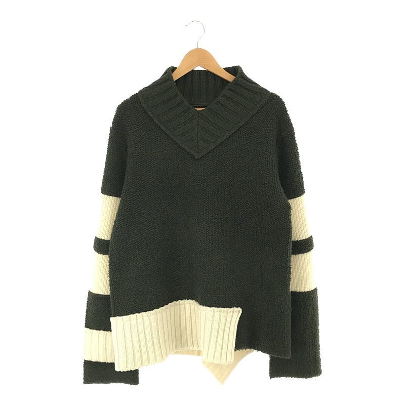 Wool Knit Pullover パイル 畦ニットドッキング プルオーバー