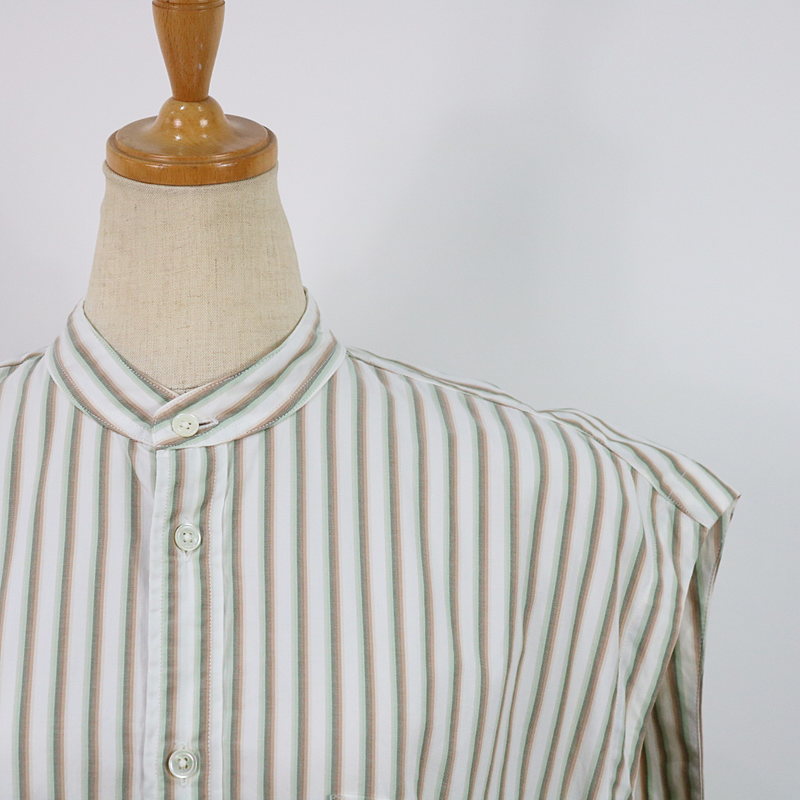 AURALEE / オーラリー WASHED FINX TWILL STRIPE SLEEVELESS SHIRTS ストライプノースリーブシャツ