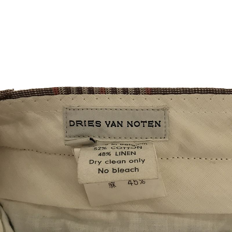 DRIES VAN NOTEN / ドリスヴァンノッテン コットンリネン チェック スラックスパンツ