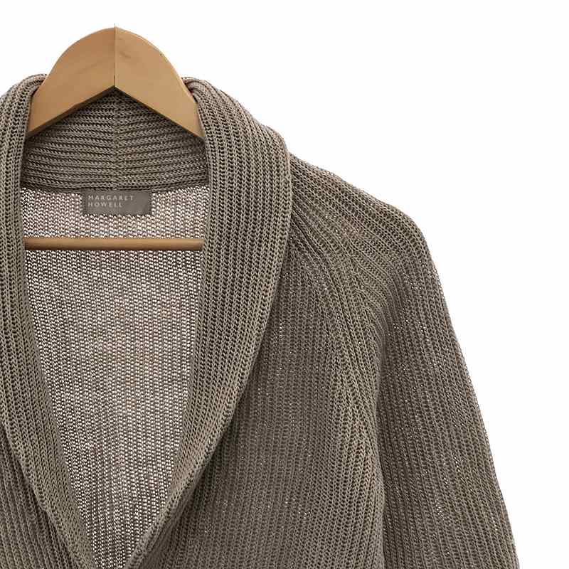 MARGARET HOWELL / マーガレットハウエル リネン くるみボタン ショールカラー ニットカーディガン