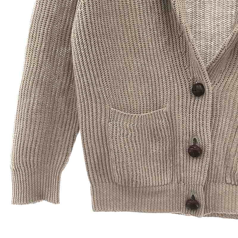 MARGARET HOWELL / マーガレットハウエル リネン くるみボタン ショールカラー ニットカーディガン