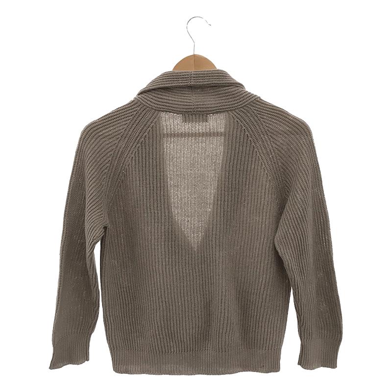 MARGARET HOWELL / マーガレットハウエル リネン くるみボタン ショールカラー ニットカーディガン