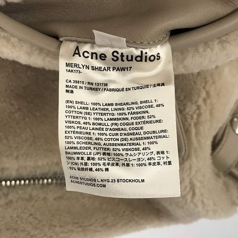 Acne Studios / アクネストゥディオズ MERLYN SHEAR ラムシアリング ダブルライダースジャケット