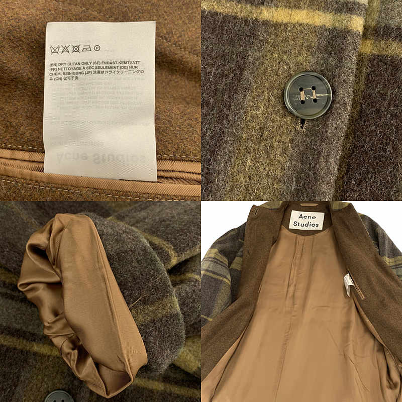 Acne Studios / アクネストゥディオズ メルトンウール チェック シングルコート / 総裏地