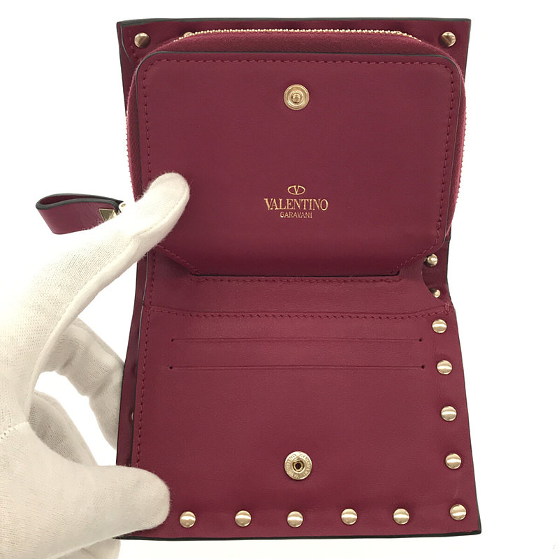 VALENTINO / ヴァレンティノ スタッズ 折りたたみ財布 保存袋あり