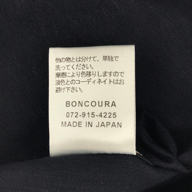 BONCOURA / ボンクラ タグ付き リネンブレンド バンドカラー ロングシャツ ノーカラー