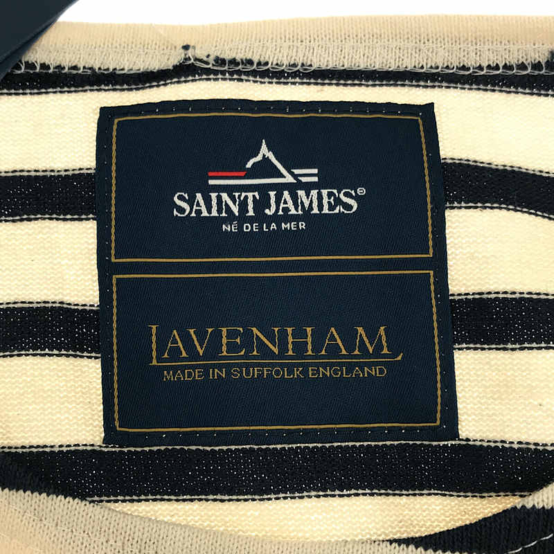 SAINT JAMES / セントジェームス ×LAVENHAM タグ付き OUESSANT LONG SLEEVE SHIRTS キルティングエルボー付き ウエッソンボートネック バスクTシャツ ラベンハム