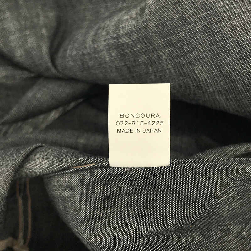 BONCOURA / ボンクラ タグ付き バンドカラー シャンブレー ロングシャツ ノーカラー