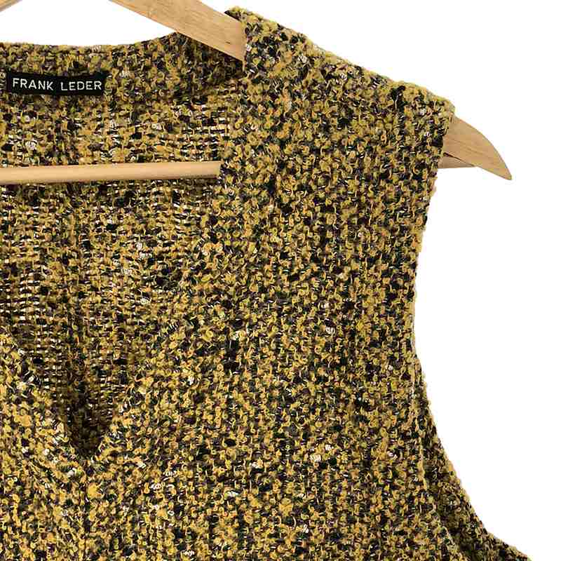 FRANK LEDER / フランクリーダー YELLOW WOOL VEST ウール メランジ Vネック ニットベスト