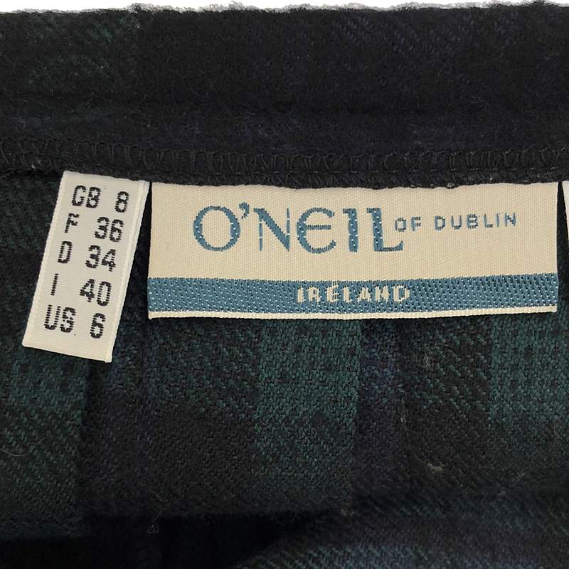 O'NEIL OF DUBLIN / オニールオブダブリン ウール ナイロン チェック プリーツ ラップ キルトスカート