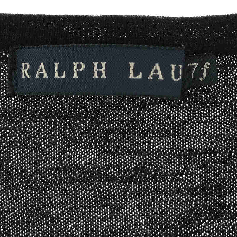 RALPH LAUREN / ラルフローレン ウール ハイゲージニット クルーネック 胸元刺繍 カーディガン