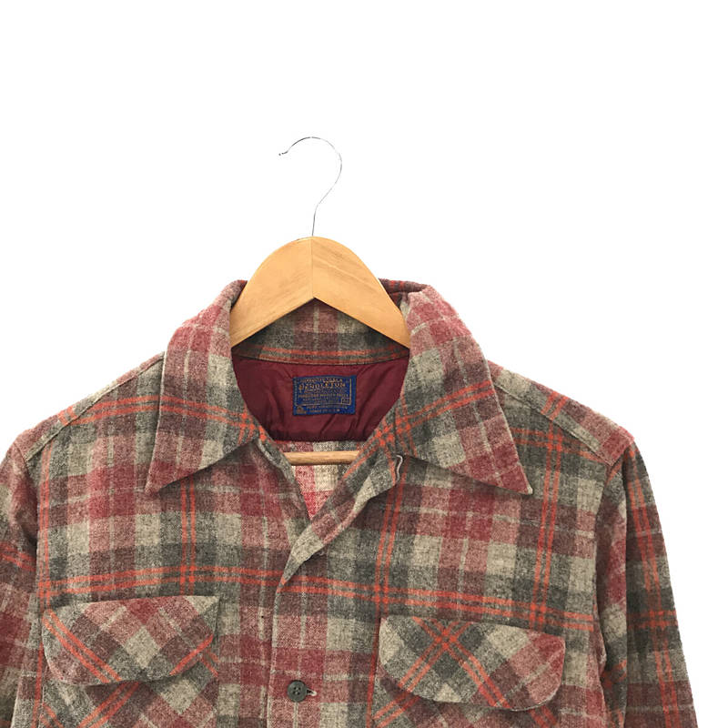 PENDLETON / ペンドルトン VINTAGE ヴィンテージ USA製 ウール チェック オープンカラー シャツ 開襟