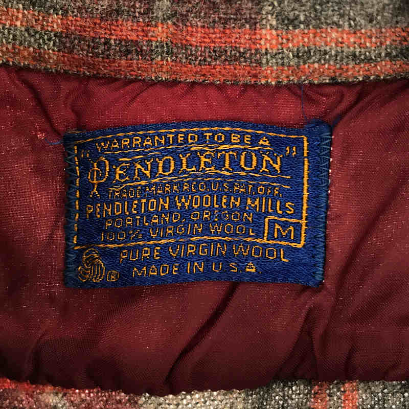 PENDLETON / ペンドルトン VINTAGE ヴィンテージ USA製 ウール チェック オープンカラー シャツ 開襟