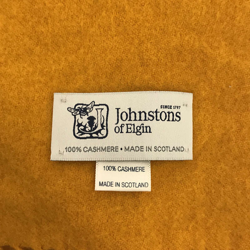 JOHNSTONS OF ELGIN / ジョンストンズ オブ エルガン スコットランド製 カシミア100% 大判 プレーン ストール フリンジ マフラー ブランケット