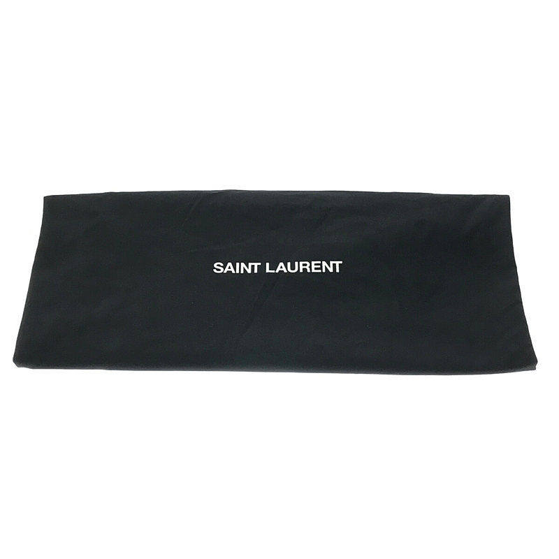 SAINT LAURENT PARIS / サンローラン パリ 551595 テディ レザー リネンキャンバス 巾着型 トート ハンド バッグ ポーチ・保存袋付き