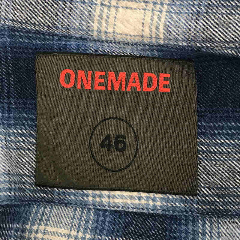 ONE MADE / ワンメイド VINTAGE リメイク ペンキ加工 ミッキー ワッペン付き オンブレチェック シャツ