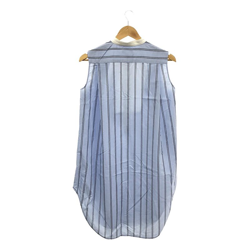 yori / ヨリ ストライプ バンドカラー ノースリーブ シャツワンピース