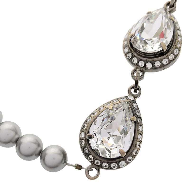 VALENTINO GARAVANI / ヴァレンティノガラヴァーニ クリスタル スワロフスキー装飾 メタルビーズ ロングネックレス