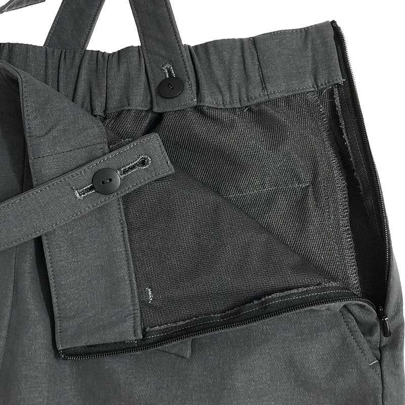 その他 サイドジップ シェルボタン ストレッチ サロペット