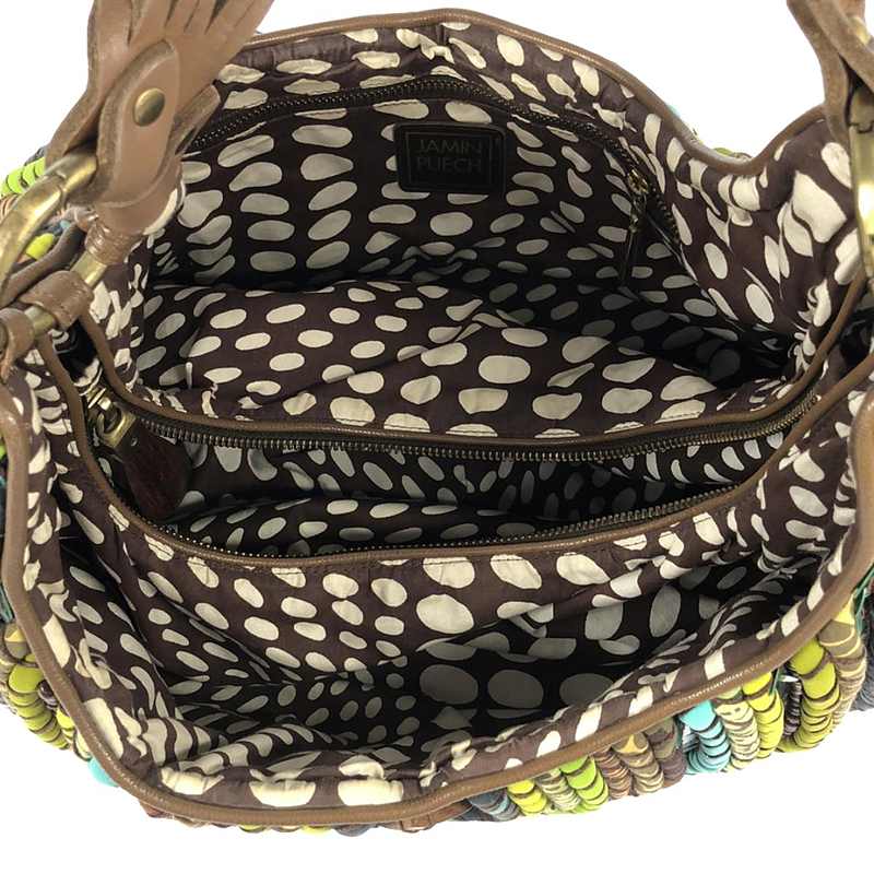 JAMIN PUECH / ジャマンピエッシュ WANDA パイピング ウッビーズ装飾 ハーフショルダーバッグ