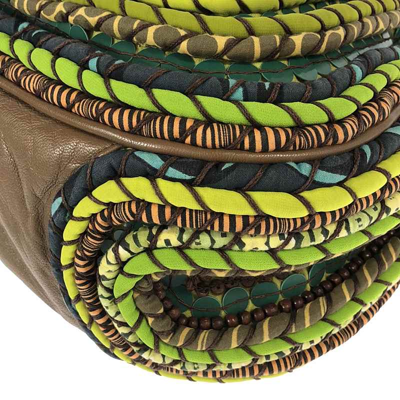 JAMIN PUECH / ジャマンピエッシュ WANDA パイピング ウッビーズ装飾 ハーフショルダーバッグ