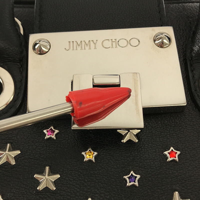 JIMMY CHOO / ジミーチュウ 2way レザー スタースタッズ ショルダー付き ハンドバッグ 保存袋有