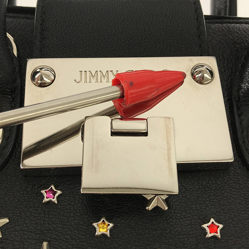 JIMMY CHOO / ジミーチュウ 2way レザー スタースタッズ ショルダー付き ハンドバッグ 保存袋有