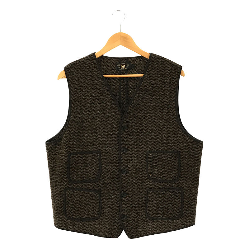 × HARRIS TWEED ハリスツイード WOOL VEST ヘリンボーン 針シンチ ツイード ベストRRL / ダブルアールエル