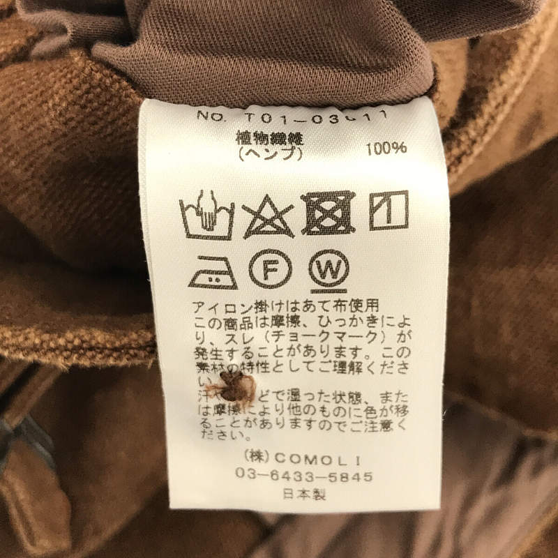 COMOLI / コモリ ヘンプダックバックストラップパンツ