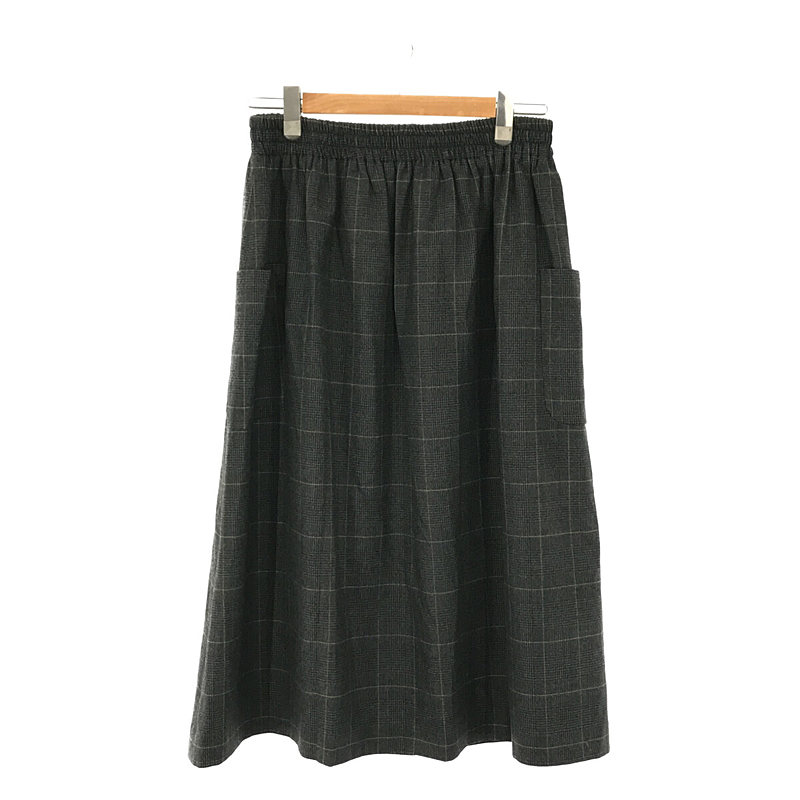 wool check gather skirt ウール チェック ゴム ギャザー スカートatelier naruse / アトリエナルセ