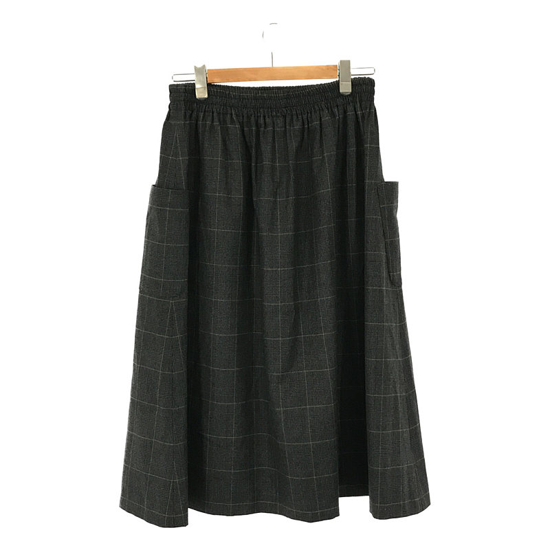 wool check gather skirt ウール チェック ゴム ギャザー スカートatelier naruse / アトリエナルセ