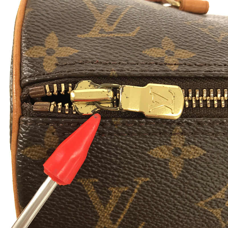 【美品】  Louis Vuitton / ルイヴィトン | M51385 フランス製 パピヨン モノグラム ボストン 筒型 ハンド バッグ ポーチ セット シリアル有  保存袋付き | ブラウン | レディース