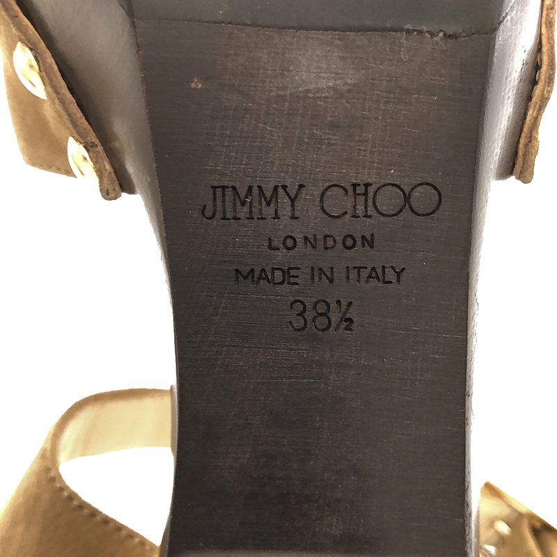 JIMMY CHOO / ジミーチュウ スエードレザー スタッズ ストラップ ヒールサンダル