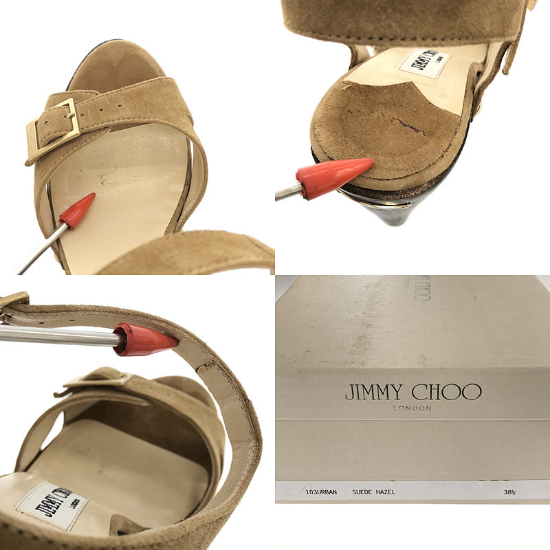 JIMMY CHOO / ジミーチュウ スエードレザー スタッズ ストラップ ヒールサンダル