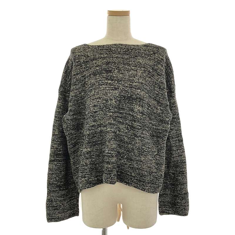 french linen honeycomb-knit sweater / リネン バックオープン ニット セーター