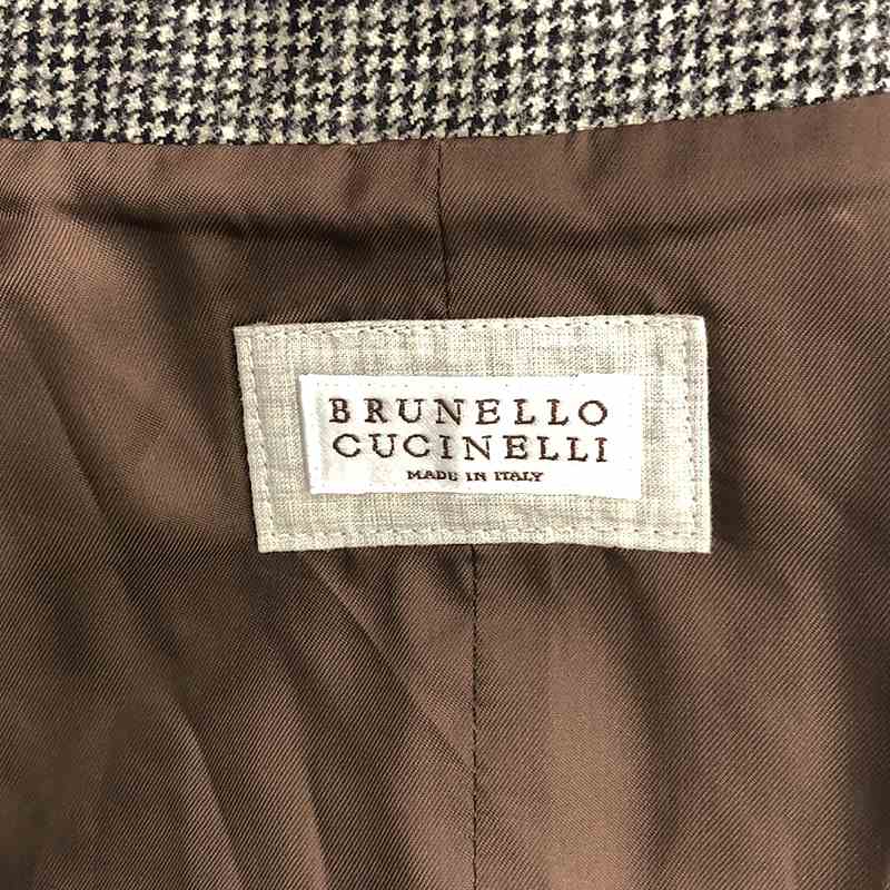 BRUNELLO CUCINELLI / ブルネロクチネリ ウール 千鳥格子 ジレ ベスト スーツ / 総裏地