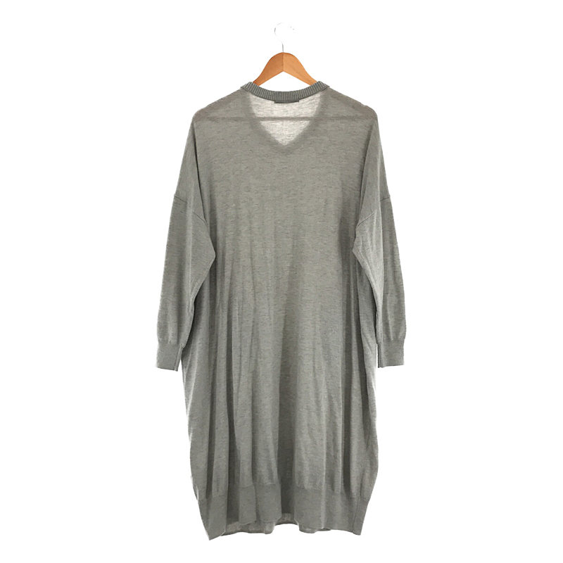 その他 ウール混 Vネック コクーン シルエット ニット ワンピース