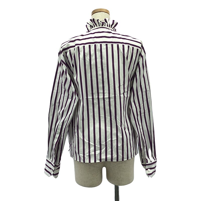 Plan C / プランシー フリルカラー ストライプ ブラウス