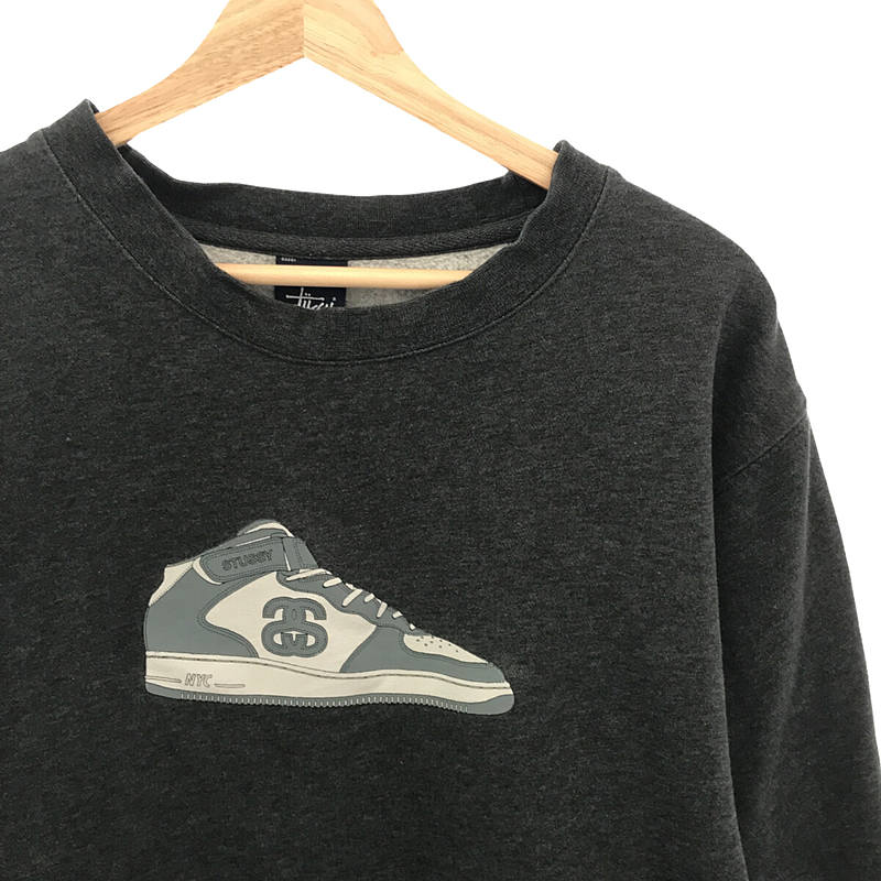 STUSSY / ステューシー 90s 〜 ヴィンテージ 紺タグ スニーカー プリント クルーネック スウェット