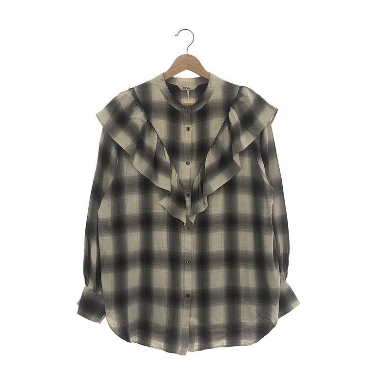 Rayon ombre check frill shirt オンブレチェック フリルシャツ