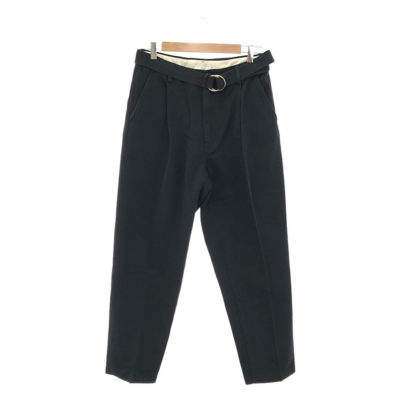 SILK CHINO WIDE TAPERED TROUSERS / シルクチノ ワイドテーパード ベルテッドパンツ