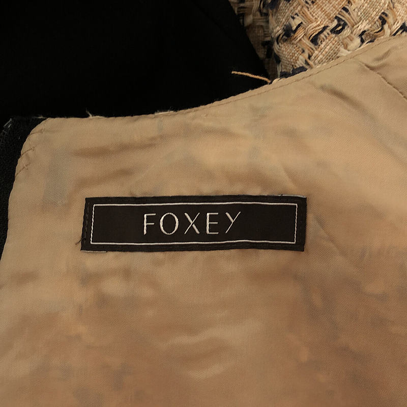 FOXEY / フォクシー ツイード ウール切替 ノースリーブワンピース