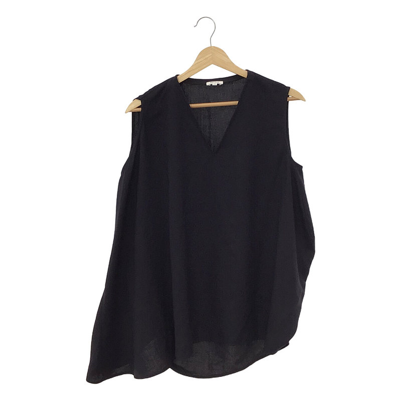 V-NECK LINEN LIKE ASYMMETRY TOPS トップス