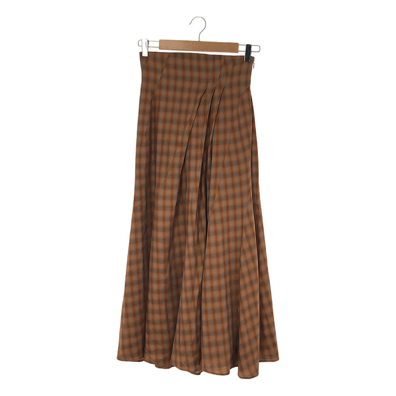 Linen Mix Ombre Check Flare Skirt スカート