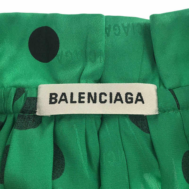 BALENCIAGA / バレンシアガ シルク ロゴ ドット フリル アシンメトリー ドレス ワンピース