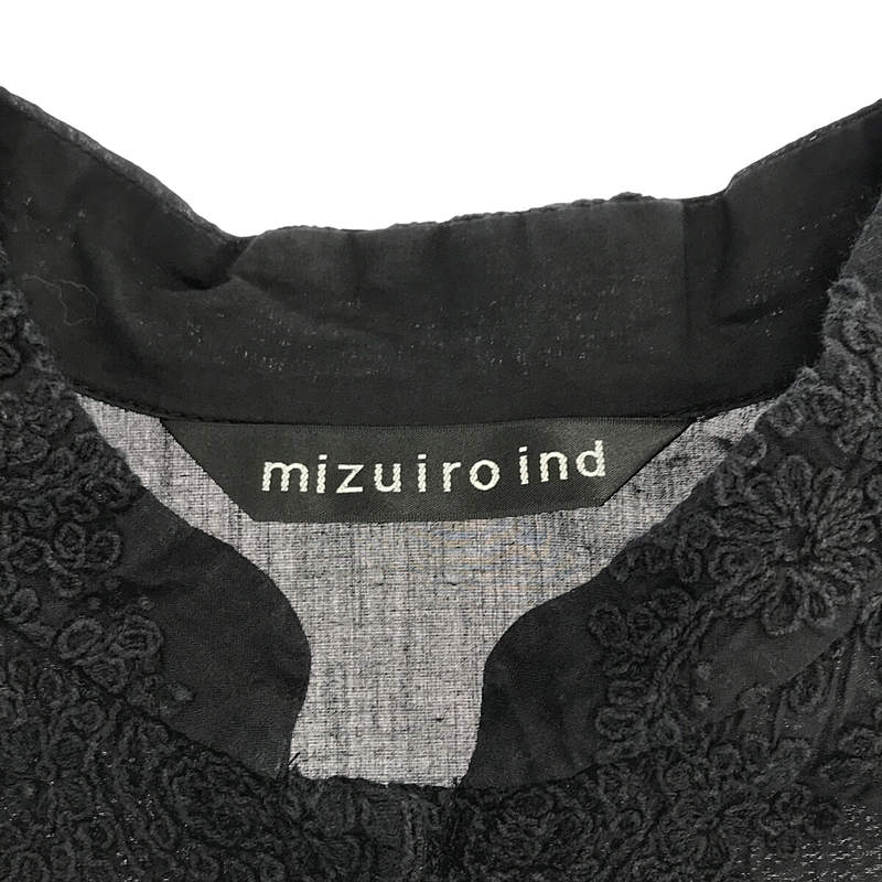 mizuiroind / ミズイロインド エンブロイダリー レース スタンドカラー ワイドシャツ