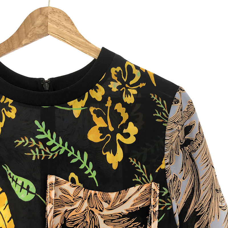 3.1 Phillip Lim / スリーワンフィリップリム 総柄 フラワー ビッグポケット リブネック ブラウス